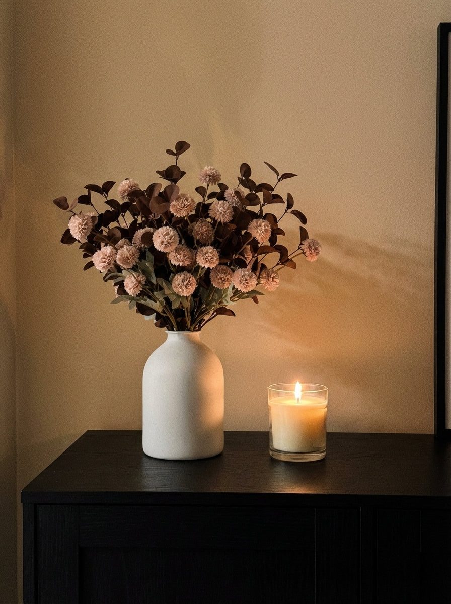 Faux Kiku and Eucalyptus Arrangement