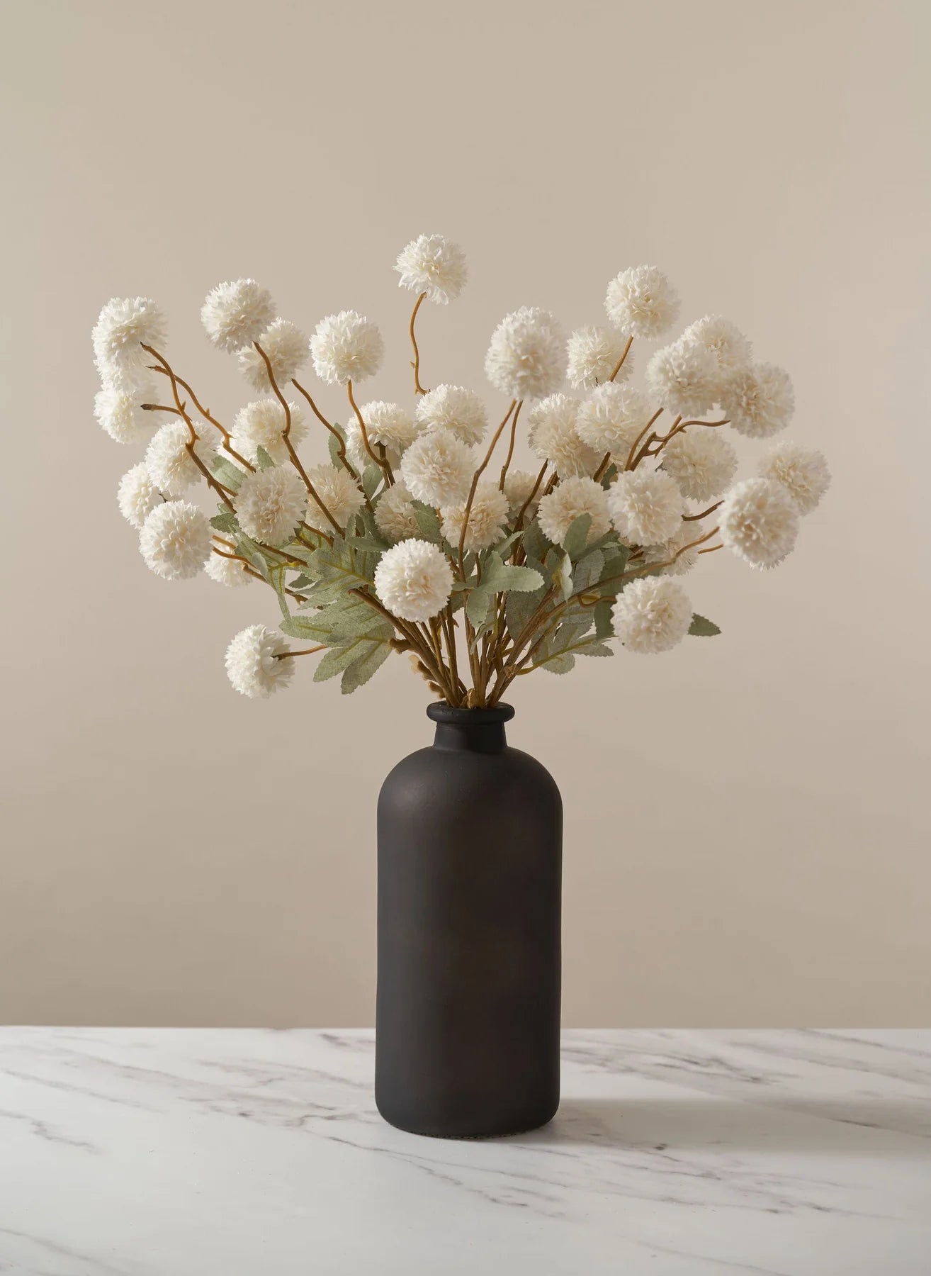 Faux Kiku Flower - White (10 stems/50 blooms)
