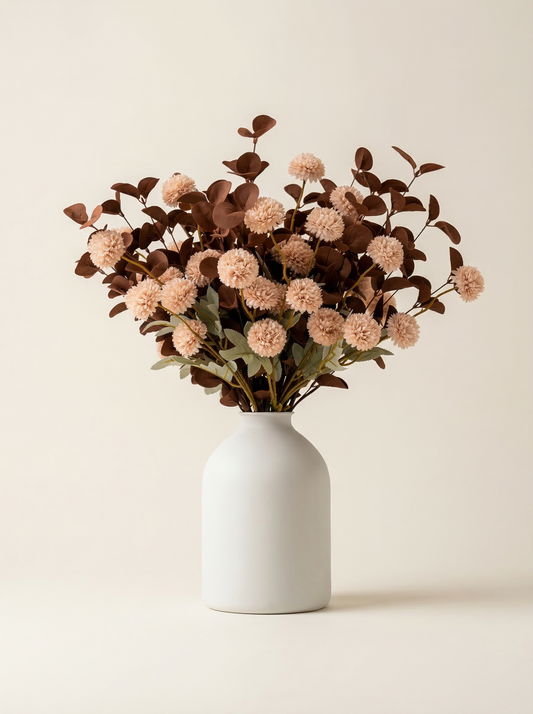 Faux Kiku and Eucalyptus Arrangement