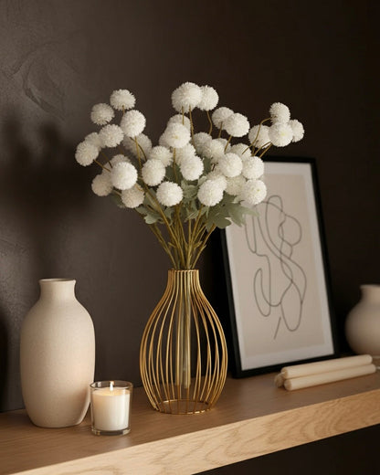 Faux Kiku Flower - White (10 stems/50 blooms)