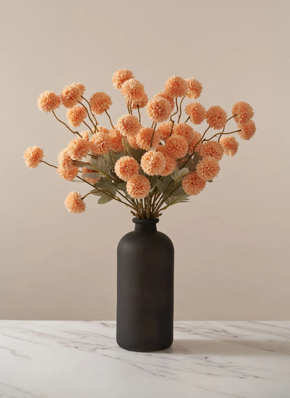 Faux Kiku Flower - Orange (10 stems/50 blooms)