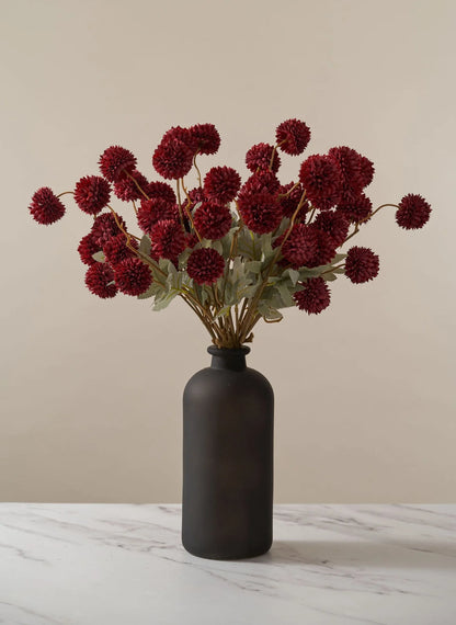 Faux Kiku Flower - Red (10 stems/50 blooms)
