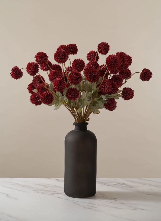 Faux Kiku Flower - Red (10 stems/50 blooms)
