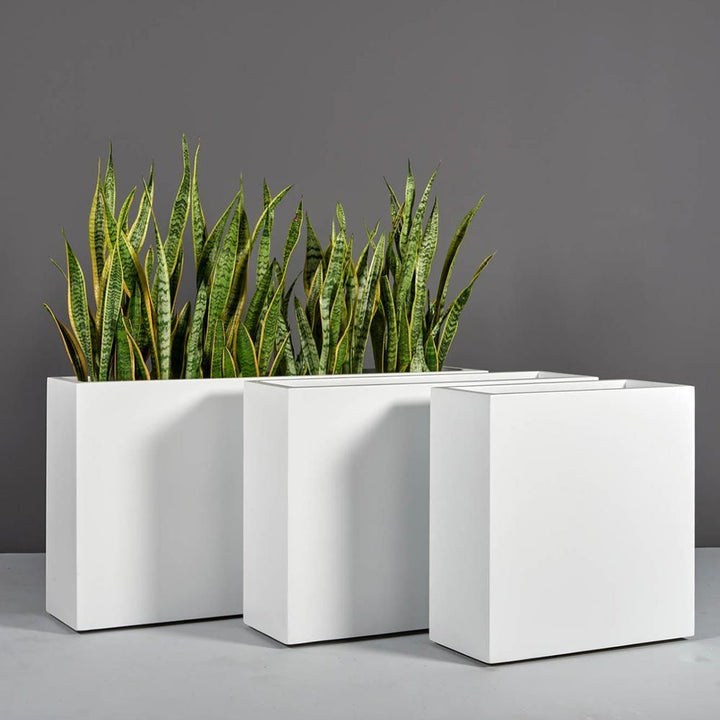 Jay Scotts Fiberglass Mid-Height Rectangle Planters - 24"H to 28"H