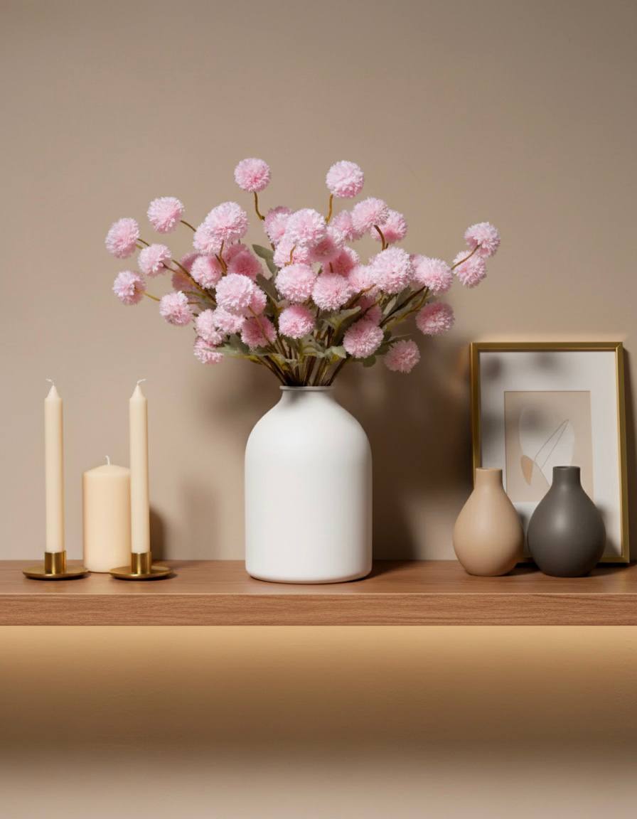 Faux Kiku Flower - Pink (10 stems/50 blooms)