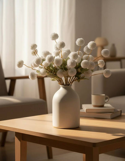 Faux Kiku Flower - White (10 stems/50 blooms)