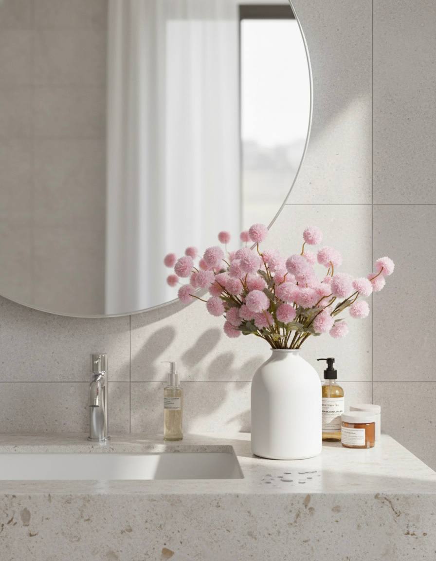 Faux Kiku Flower - Pink (10 stems/50 blooms)