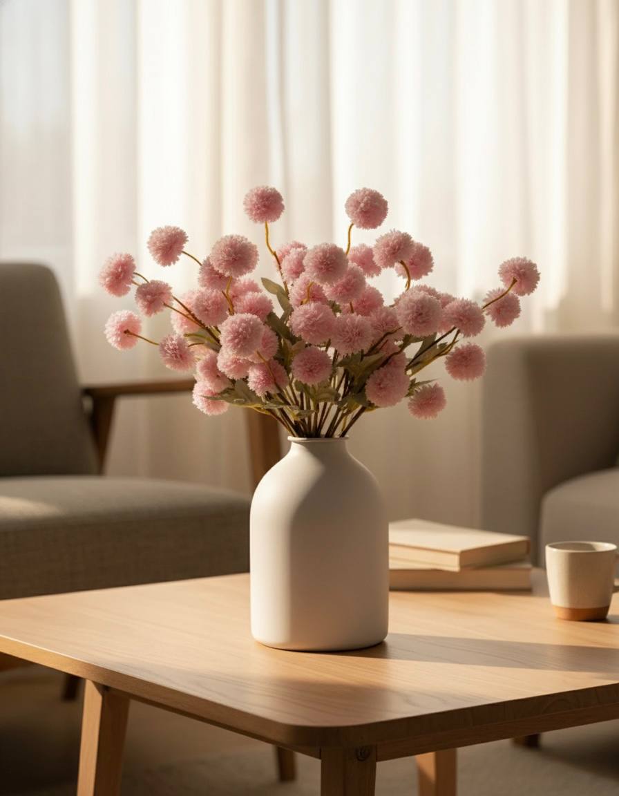 Faux Kiku Flower - Pink (10 stems/50 blooms)