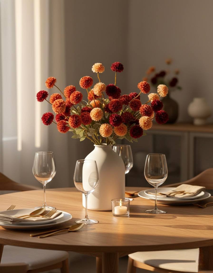 Faux Kiku Flower - Umber Assorted (10 stems/50 blooms)