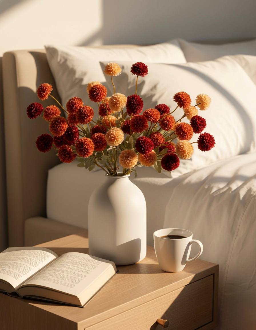 Faux Kiku Flower - Umber Assorted (10 stems/50 blooms)