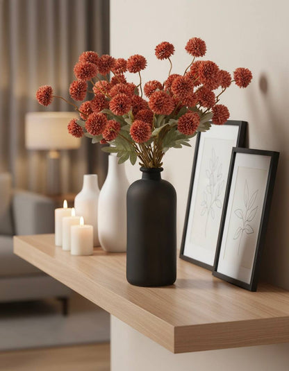 Faux Kiku Flower - Umber (10 stems/50 blooms)