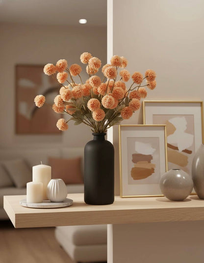 Faux Kiku Flower - Orange (10 stems/50 blooms)